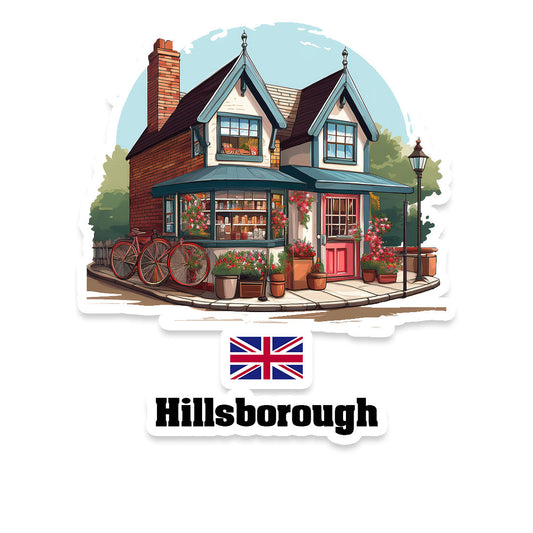 Hillsborough Home Town Office Shop United Kingdom Sticker & Magnet