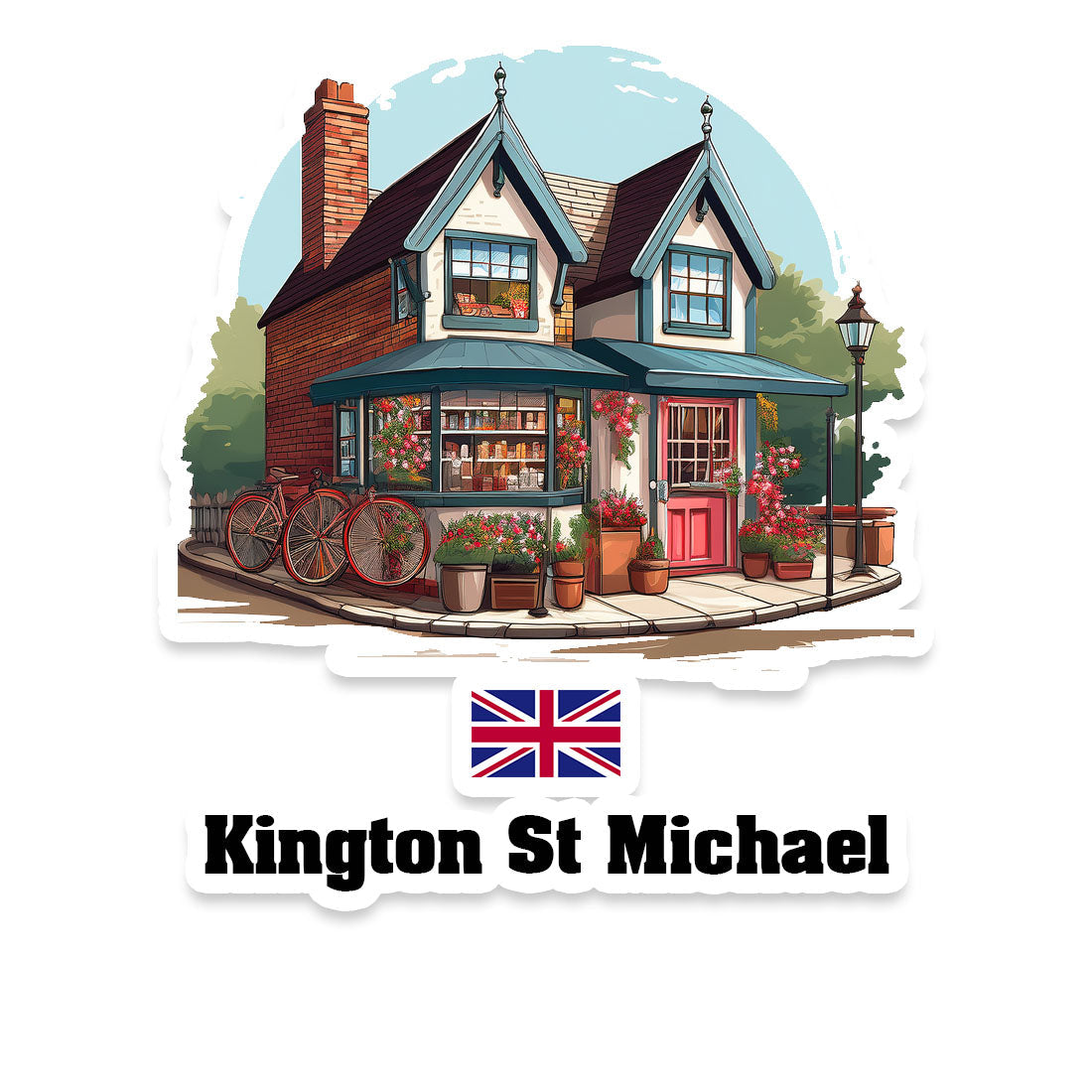 Kington St Michael Home Town Office Shop United Kingdom Sticker & Magnet