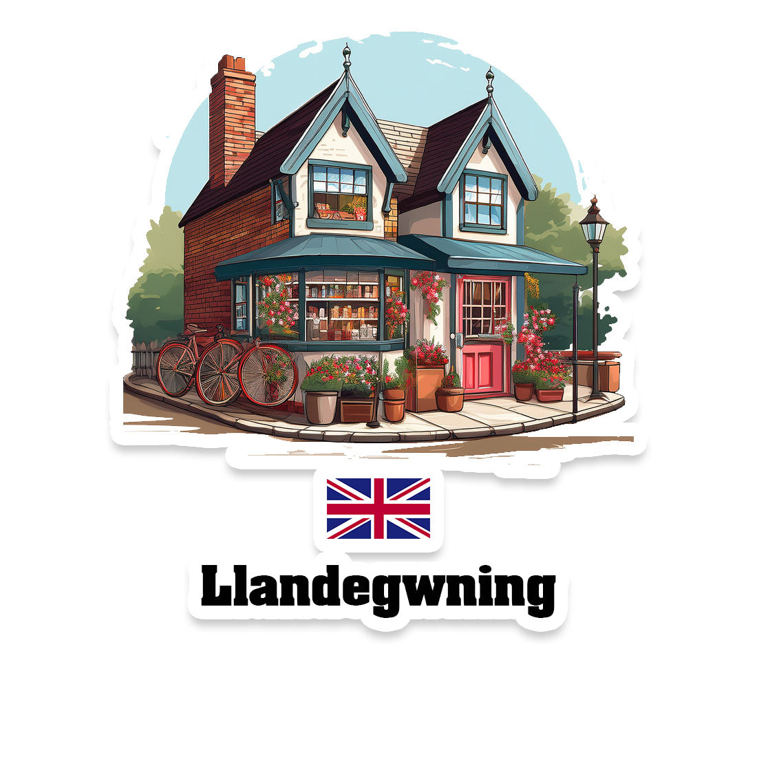 Llandegwning Home Town Office Shop United Kingdom Sticker & Magnet
