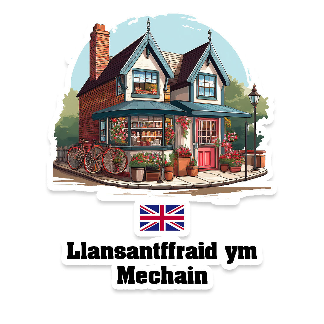 Llansantffraid ym Mechain Home Town Office Shop United Kingdom Sticker & Magnet