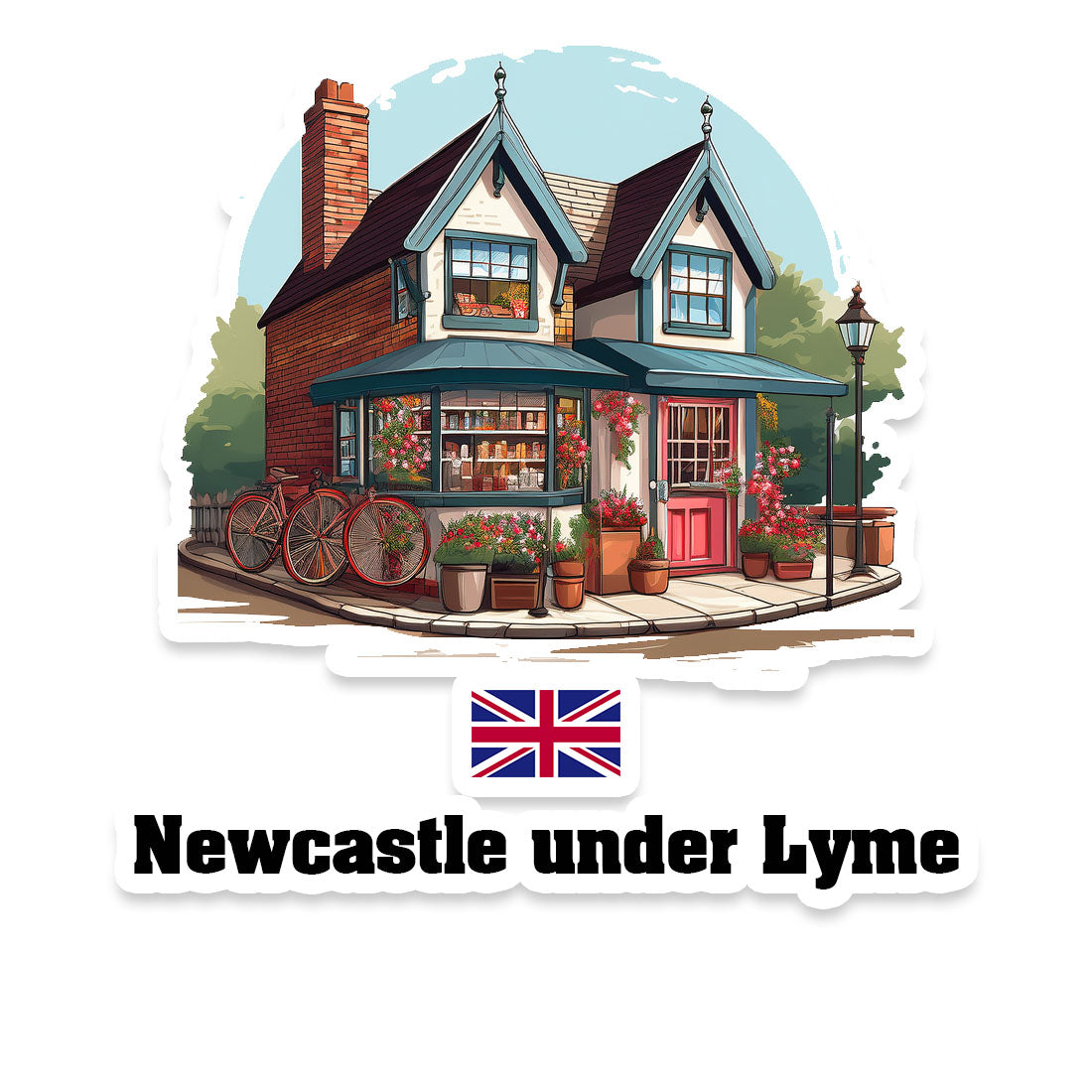 Newcastle under Lyme Home Town Office Shop United Kingdom Sticker & Magnet