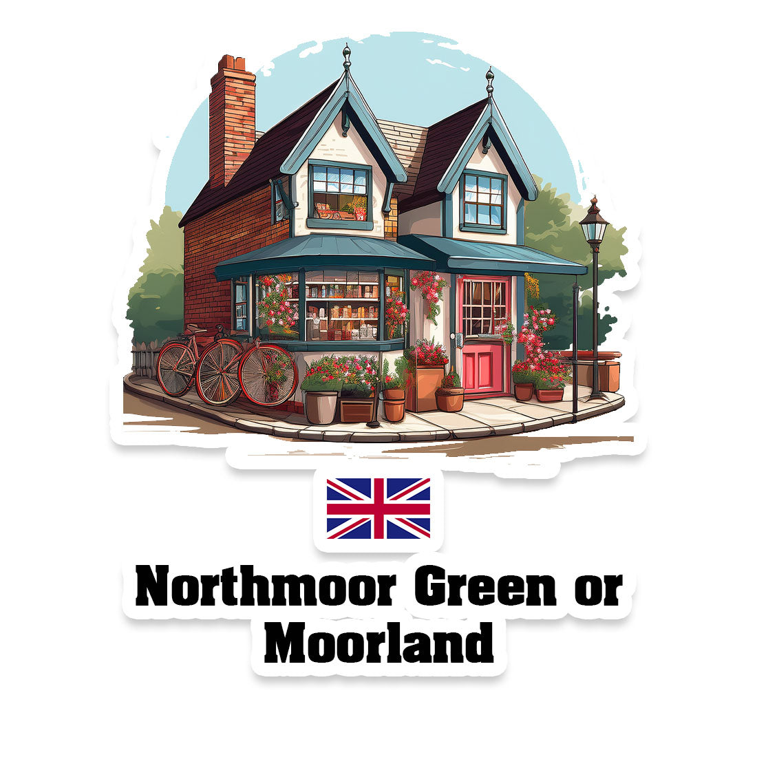 Northmoor Green or Moorland Home Town Office Shop United Kingdom Sticker & Magnet