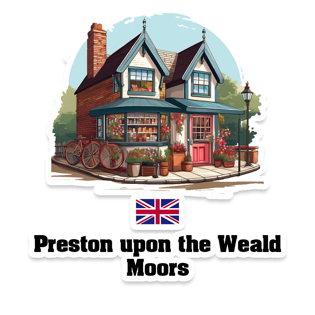 Preston upon the Weald Moors Home Town Office Shop United Kingdom Sticker & Magnet