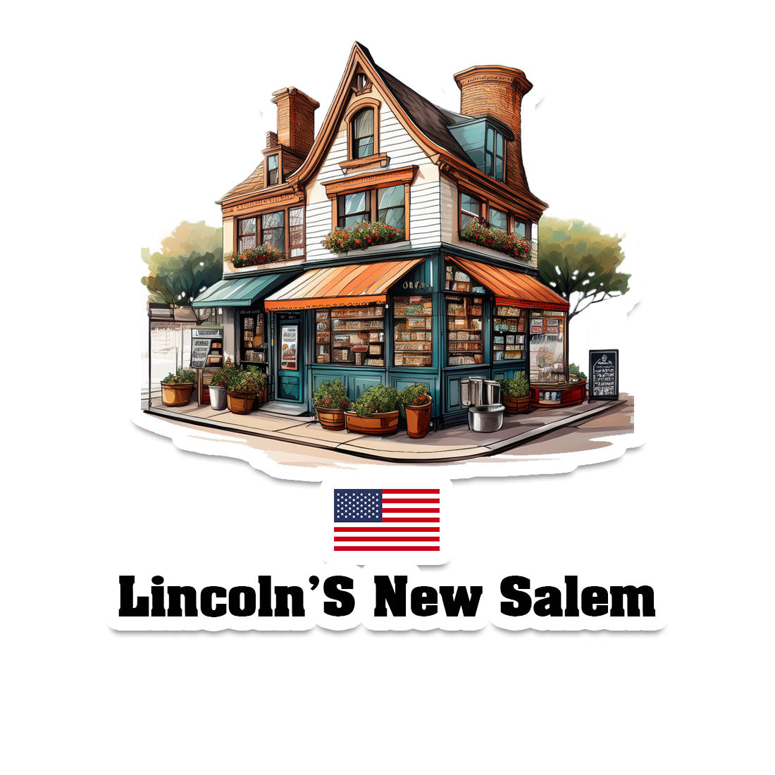 Lincoln'S New Salem Home Town Office Shop USA Sticker & Magnet