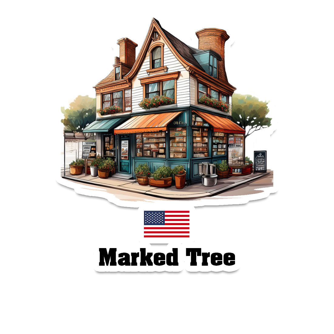Marked Tree Home Town Office Shop USA Sticker & Magnet
