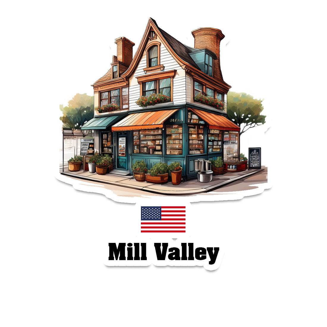 Mill Valley Home Town Office Shop USA Sticker & Magnet
