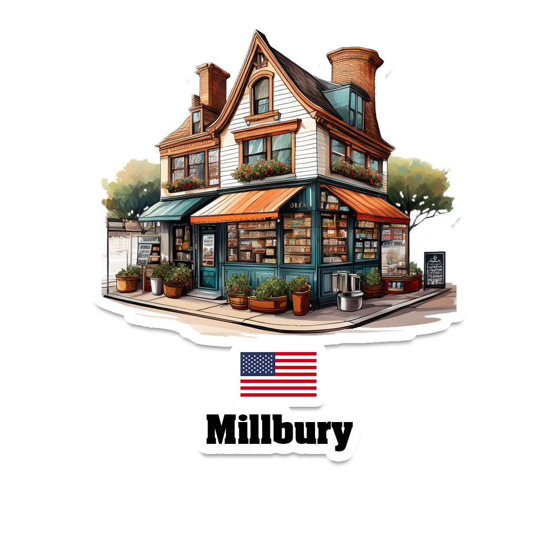 Millbury Home Town Office Shop USA Sticker & Magnet