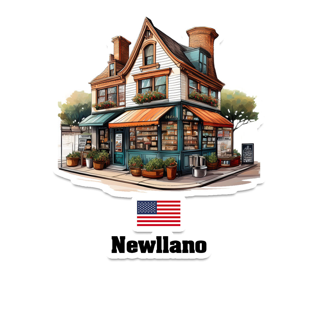 Newllano Home Town Office Shop USA Sticker & Magnet