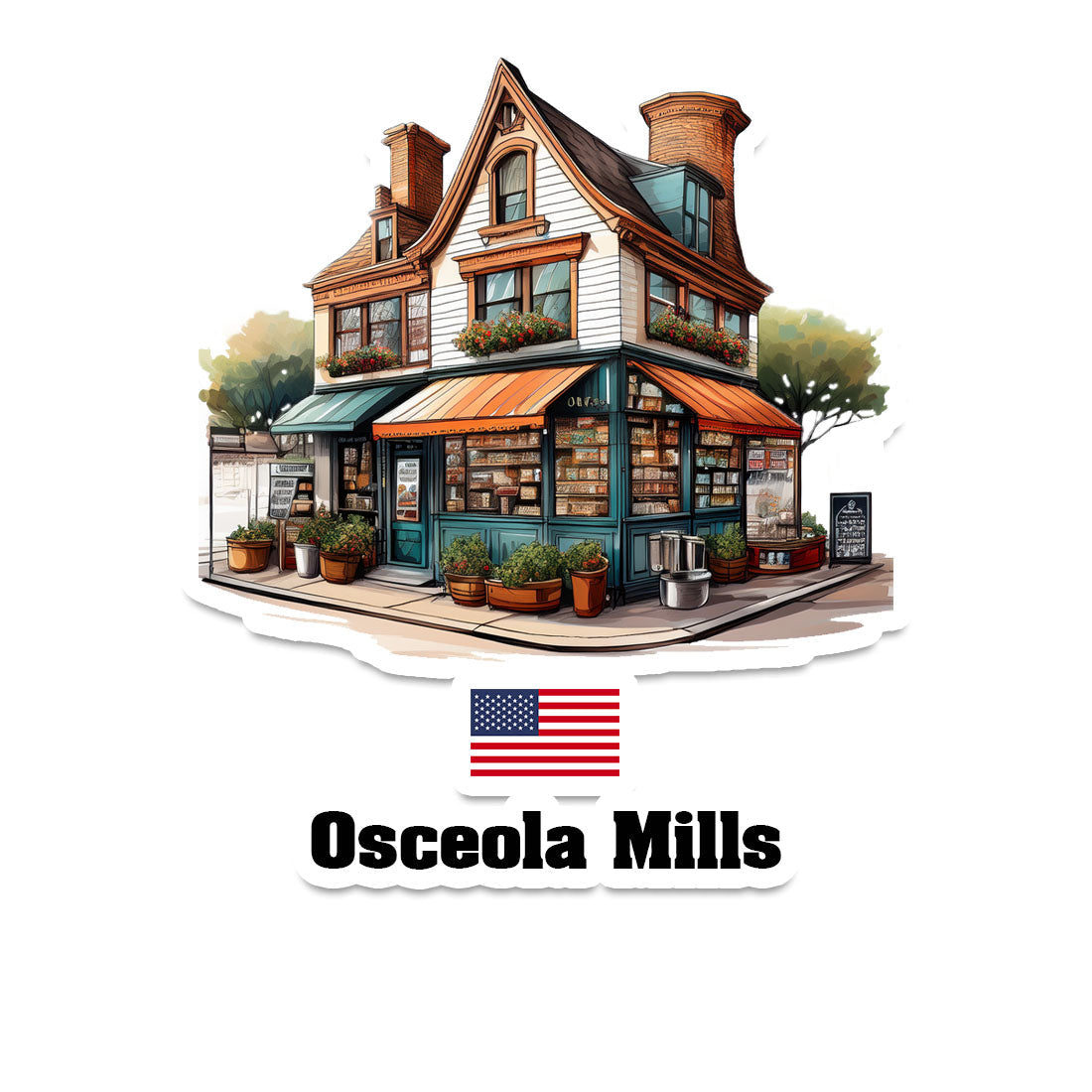 Osceola Mills Home Town Office Shop USA Sticker & Magnet