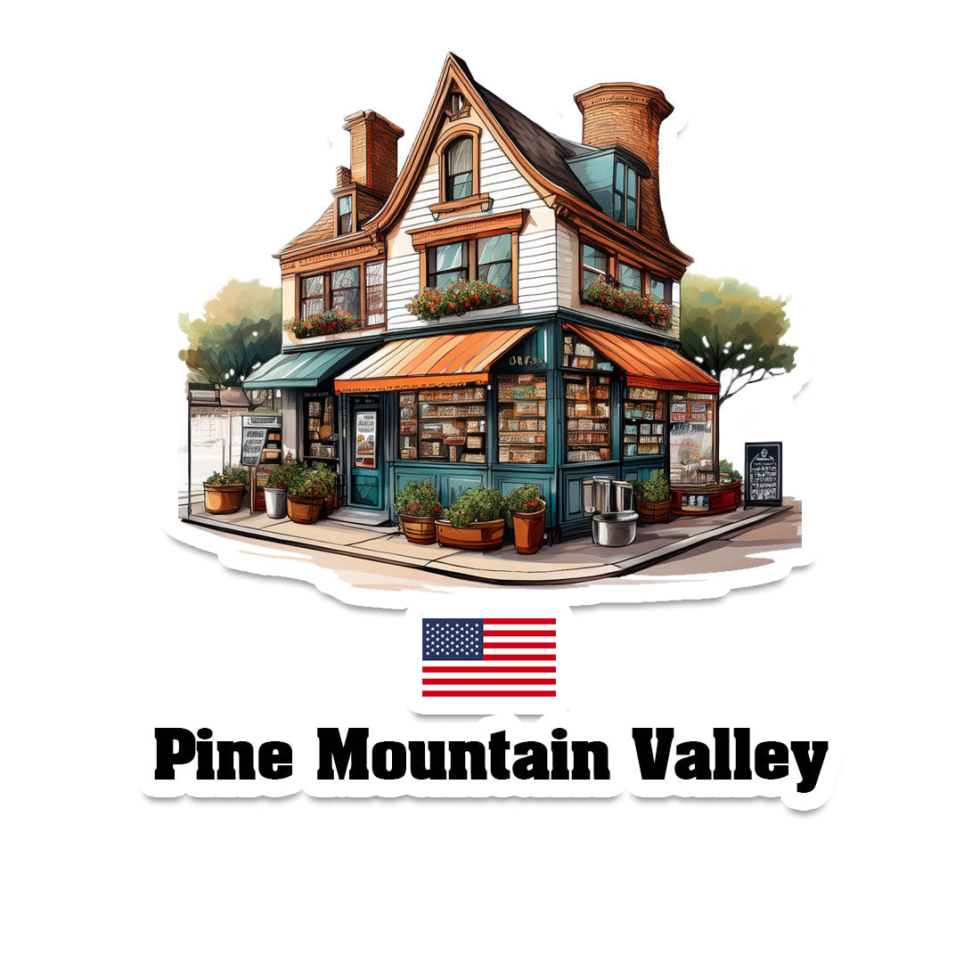 Pine Mountain Valley Home Town Office Shop USA Sticker & Magnet
