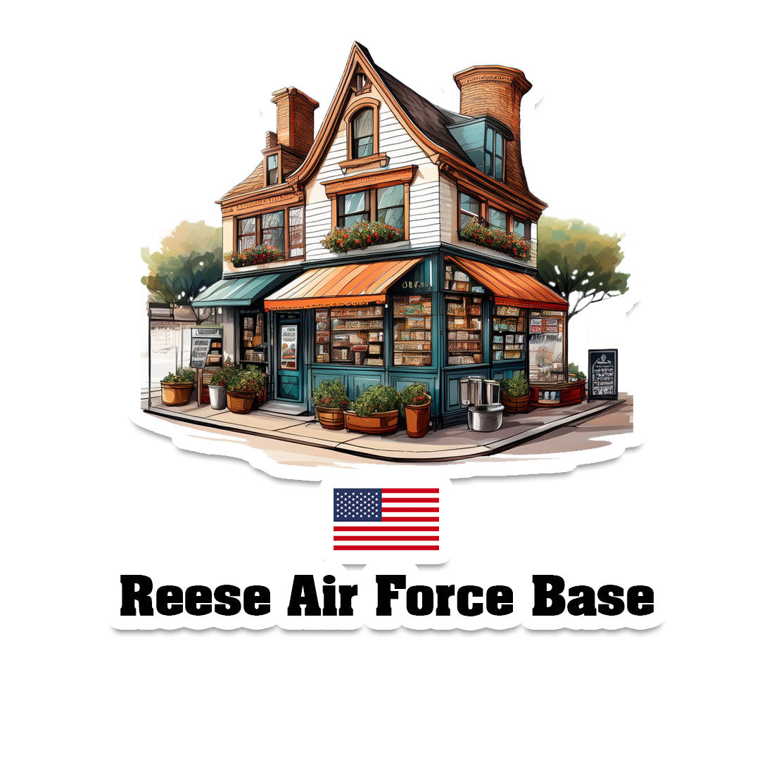 Reese Air Force Base Home Town Office Shop USA Sticker & Magnet