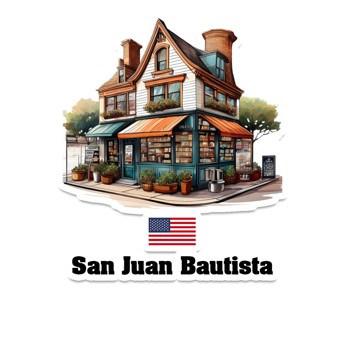 San Juan Bautista Home Town Office Shop USA Sticker & Magnet