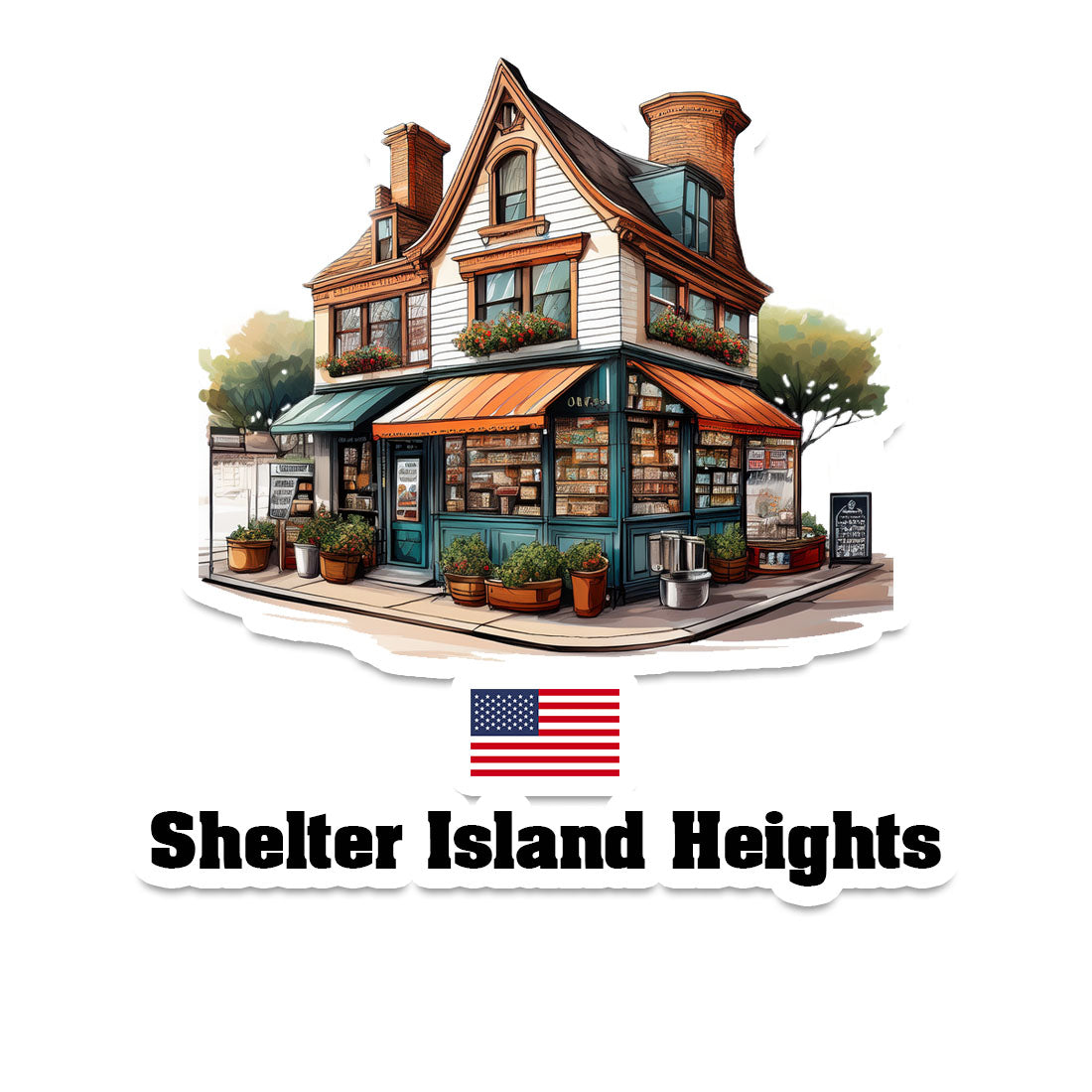 Shelter Island Heights Home Town Office Shop USA Sticker & Magnet