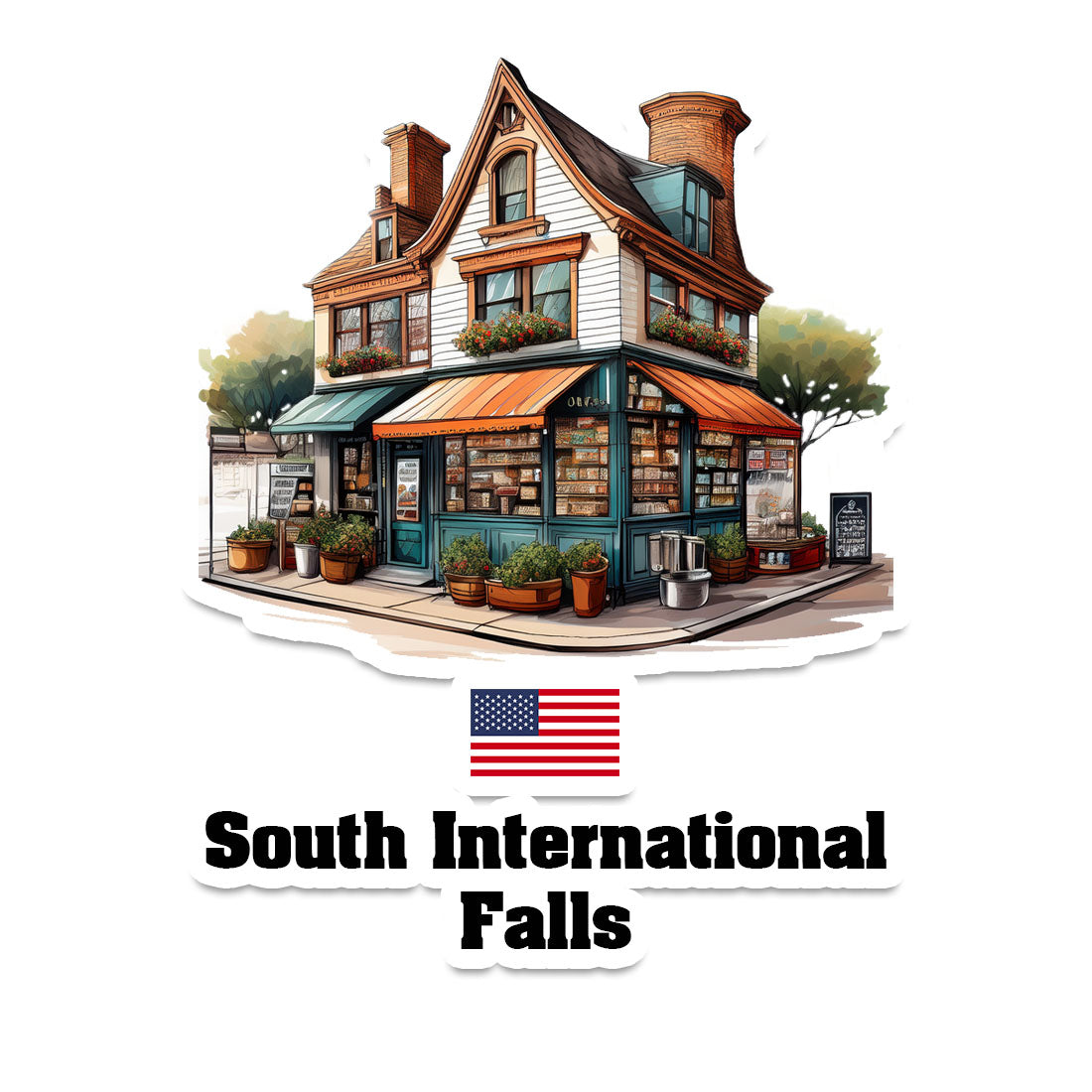 South International Falls Home Town Office Shop USA Sticker & Magnet