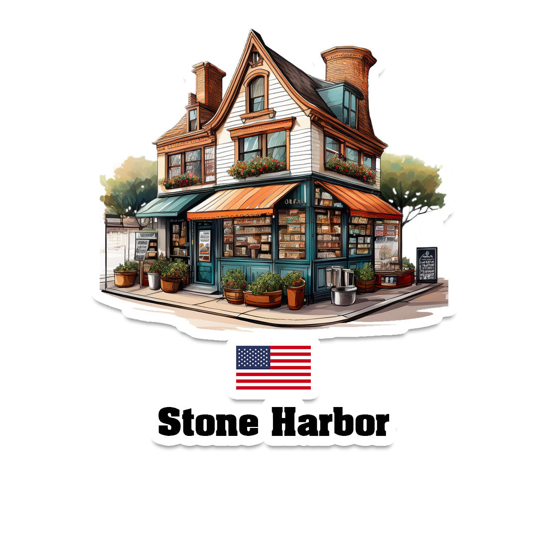Stone Harbor Home Town Office Shop USA Sticker & Magnet