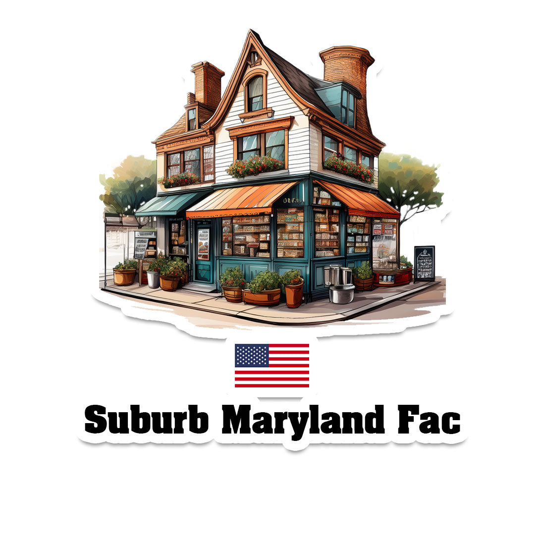 Suburb Maryland Fac Home Town Office Shop USA Sticker & Magnet