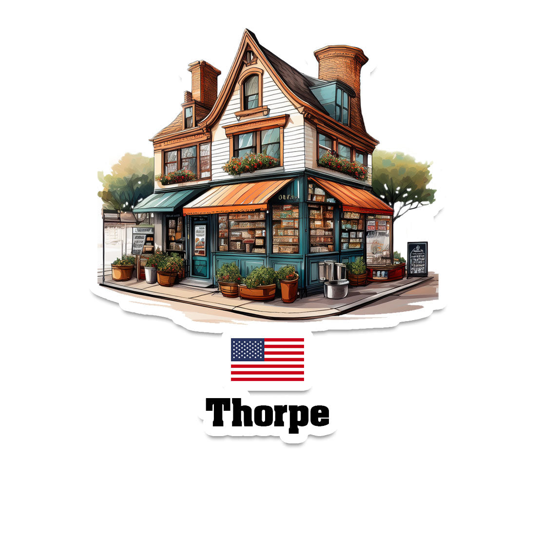 Thorpe Home Town Office Shop USA Sticker & Magnet