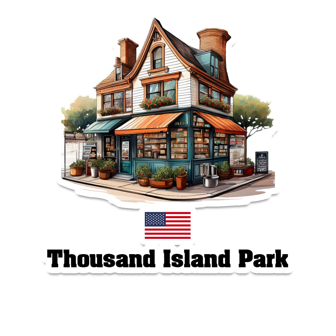 Thousand Island Park Home Town Office Shop USA Sticker & Magnet