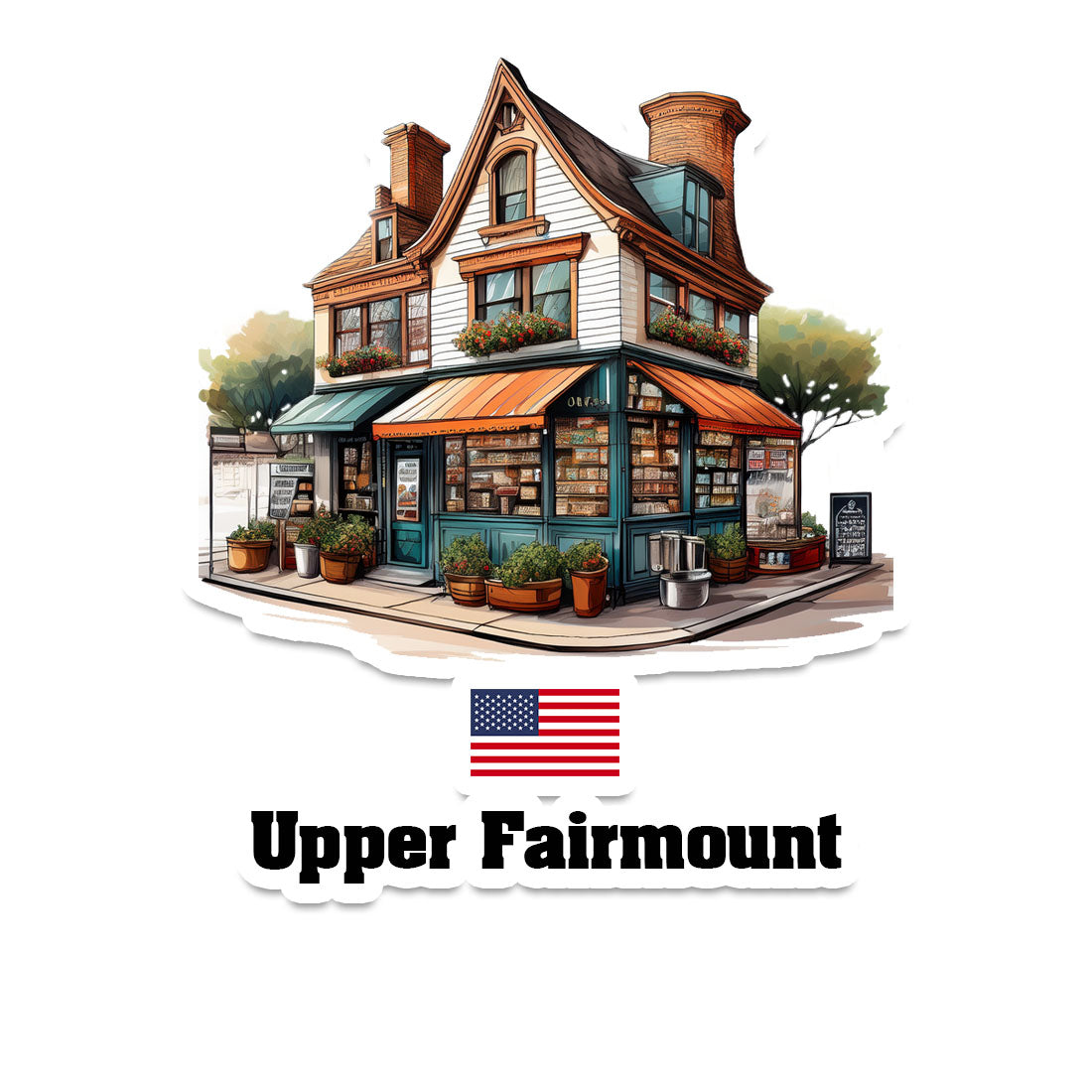 Upper Fairmount Home Town Office Shop USA Sticker & Magnet