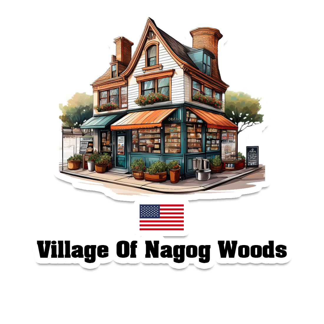 Village Of Nagog Woods Home Town Office Shop USA Sticker & Magnet