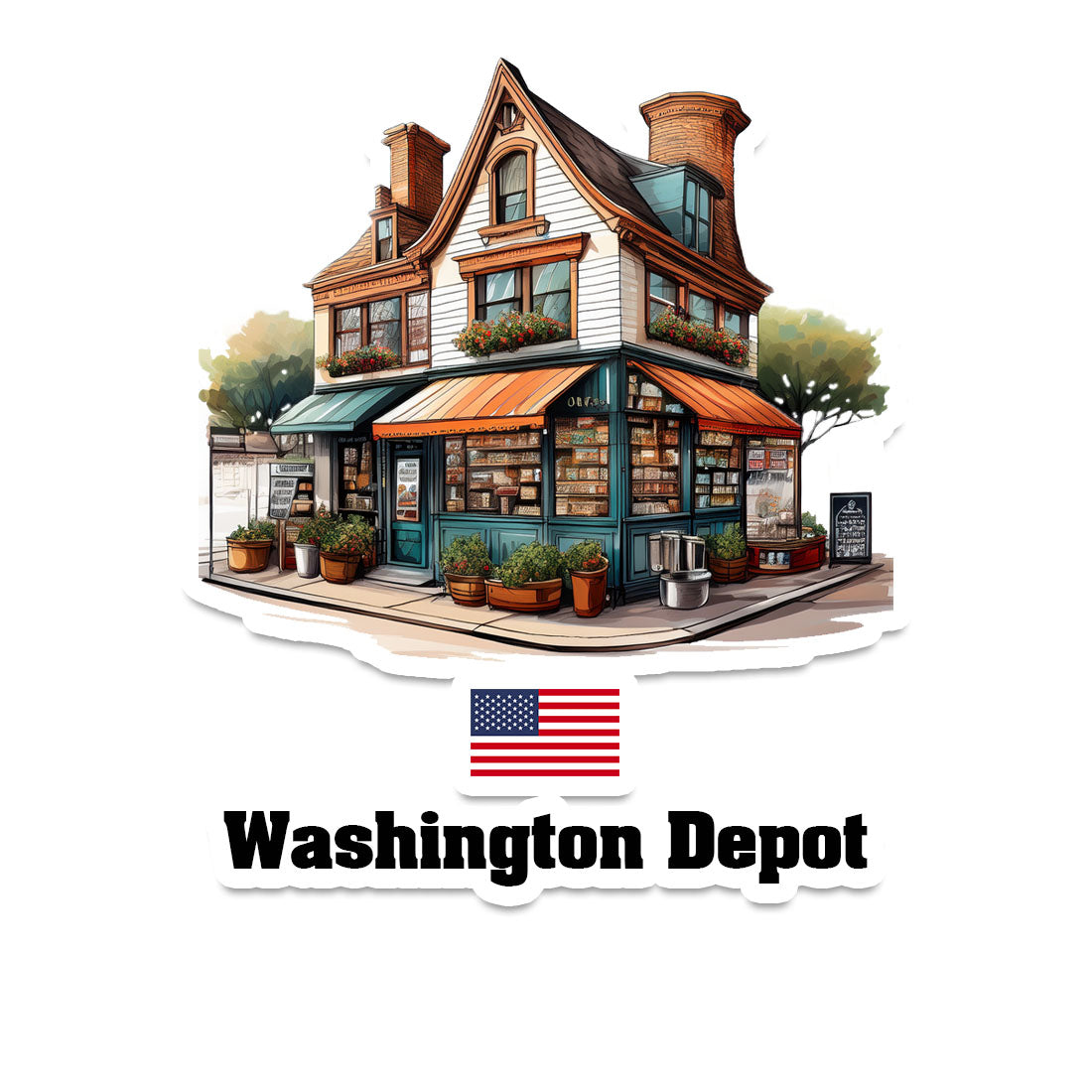 Washington Depot Home Town Office Shop USA Sticker & Magnet