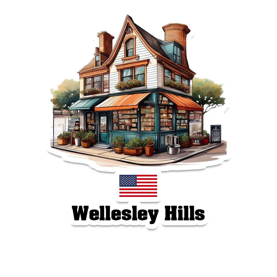 Wellesley Hills Home Town Office Shop USA Sticker & Magnet
