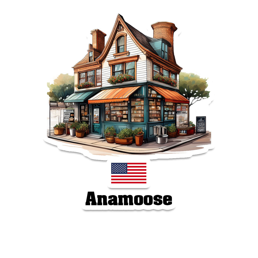 Anamoose Home Town Office Shop USA Sticker & Magnet