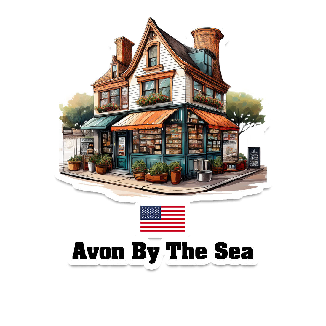 Avon By The Sea Home Town Office Shop USA Sticker & Magnet