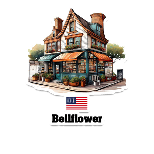 Bellflower Home Town Office Shop USA Sticker & Magnet