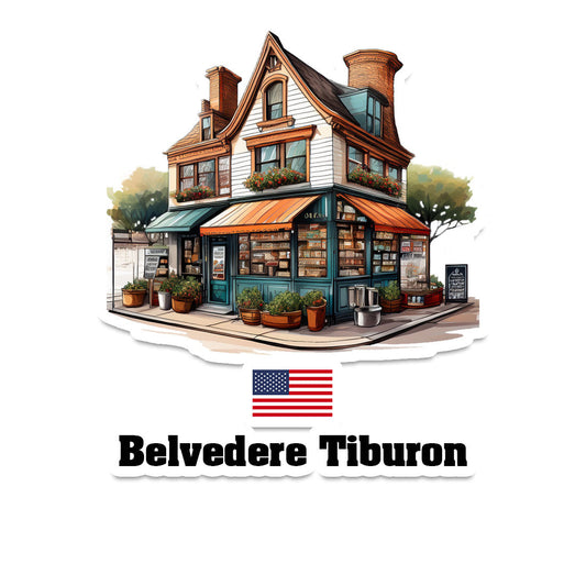 Belvedere Tiburon Home Town Office Shop USA Sticker & Magnet