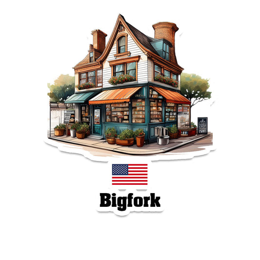 Bigfork Home Town Office Shop USA Sticker & Magnet