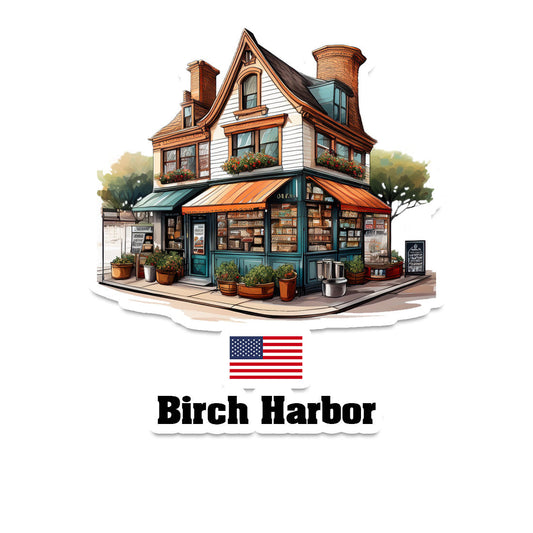 Birch Harbor Home Town Office Shop USA Sticker & Magnet