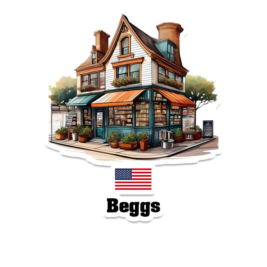 Beggs Home Town Office Shop USA Sticker & Magnet