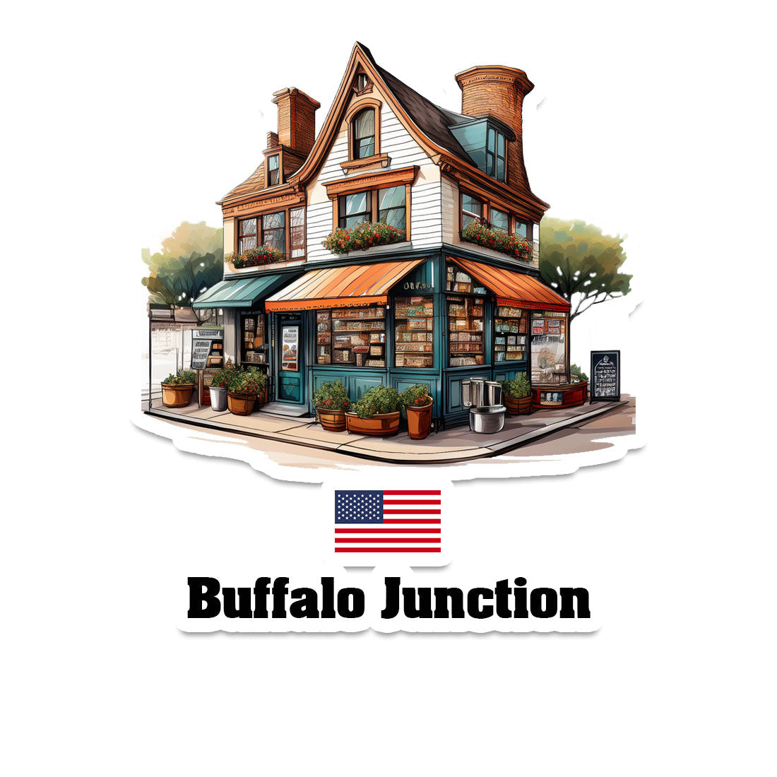 Buffalo Junction Home Town Office Shop USA Sticker & Magnet
