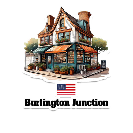 Burlington Junction Home Town Office Shop USA Sticker & Magnet