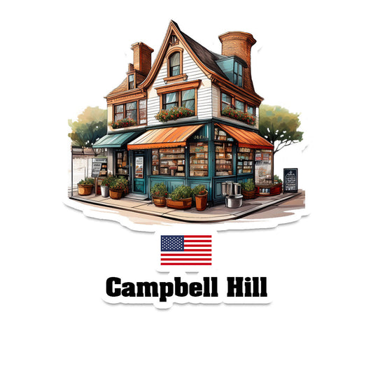 Campbell Hill Home Town Office Shop USA Sticker & Magnet
