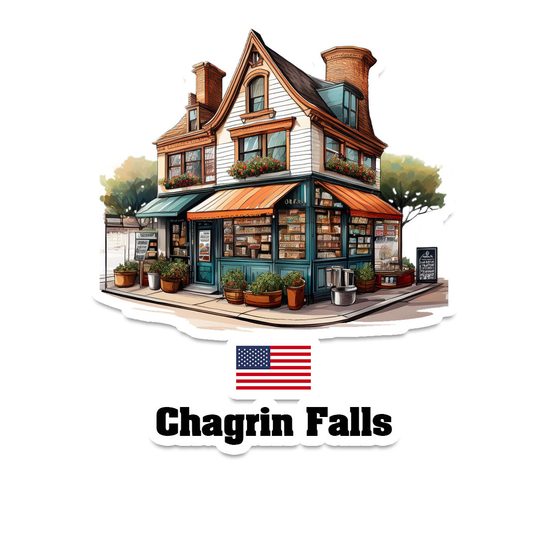 Chagrin Falls Home Town Office Shop USA Sticker & Magnet
