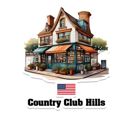 Country Club Hills Home Town Office Shop USA Sticker & Magnet