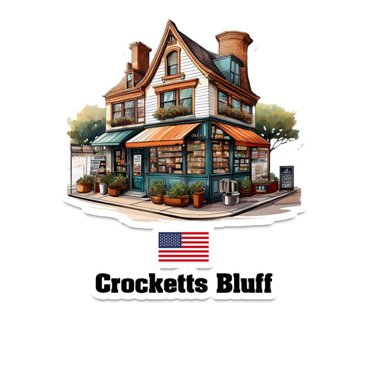 Crocketts Bluff Home Town Office Shop USA Sticker & Magnet