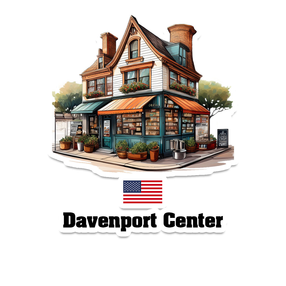 Davenport Center Home Town Office Shop USA Sticker & Magnet