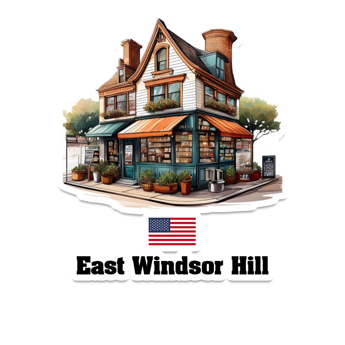 East Windsor Hill Home Town Office Shop USA Sticker & Magnet