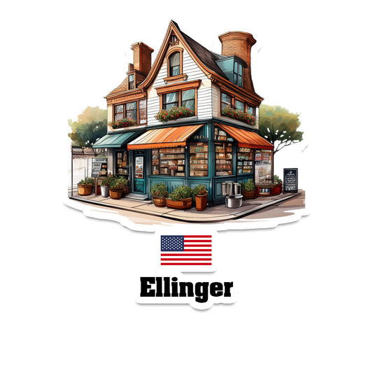 Ellinger Home Town Office Shop USA Sticker & Magnet