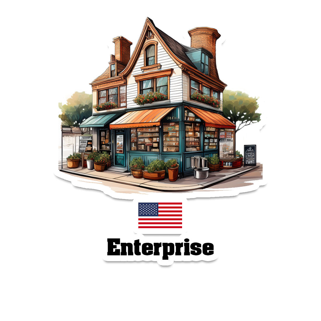 Enterprise Home Town Office Shop USA Sticker & Magnet