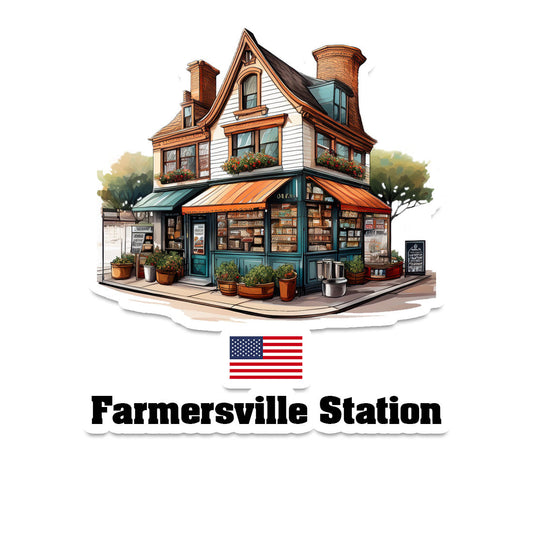 Farmersville Station Home Town Office Shop USA Sticker & Magnet