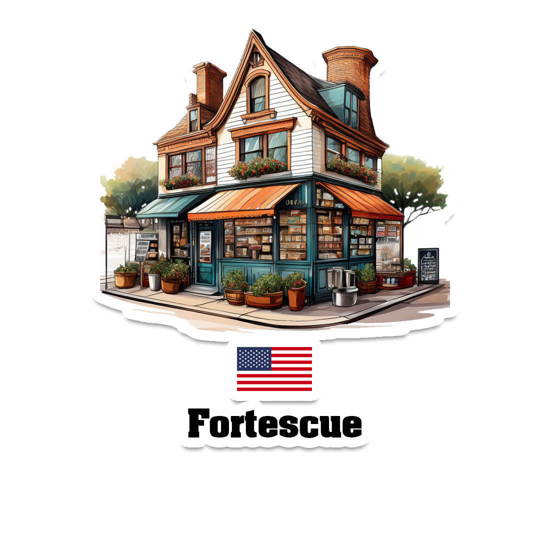 Fortescue Home Town Office Shop USA Sticker & Magnet
