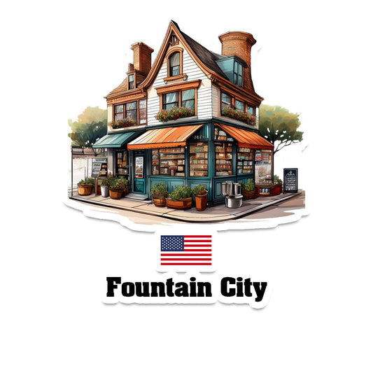 Fountain City Home Town Office Shop USA Sticker & Magnet