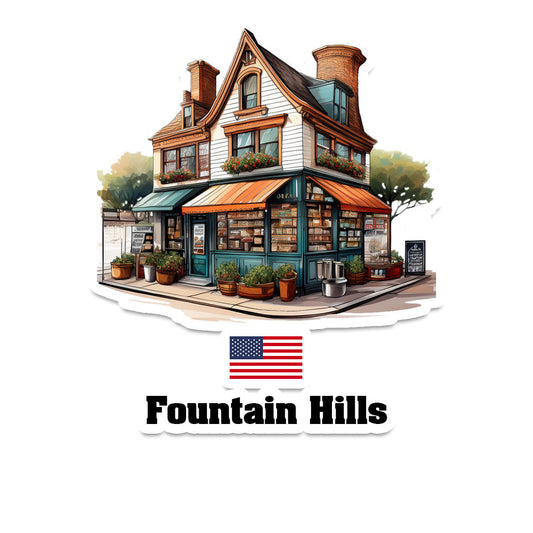 Fountain Hills Home Town Office Shop USA Sticker & Magnet