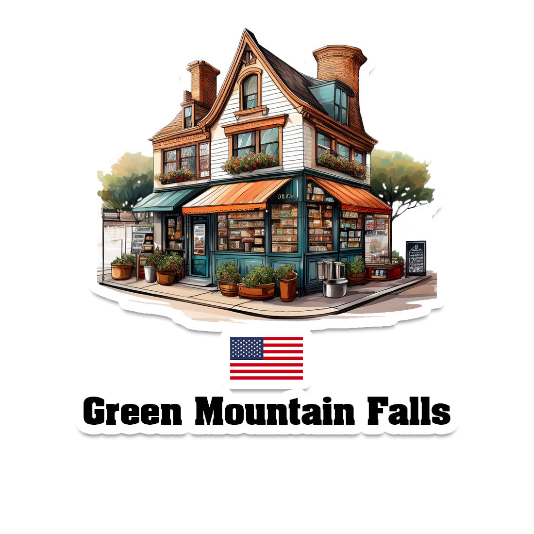 Green Mountain Falls Home Town Office Shop USA Sticker & Magnet