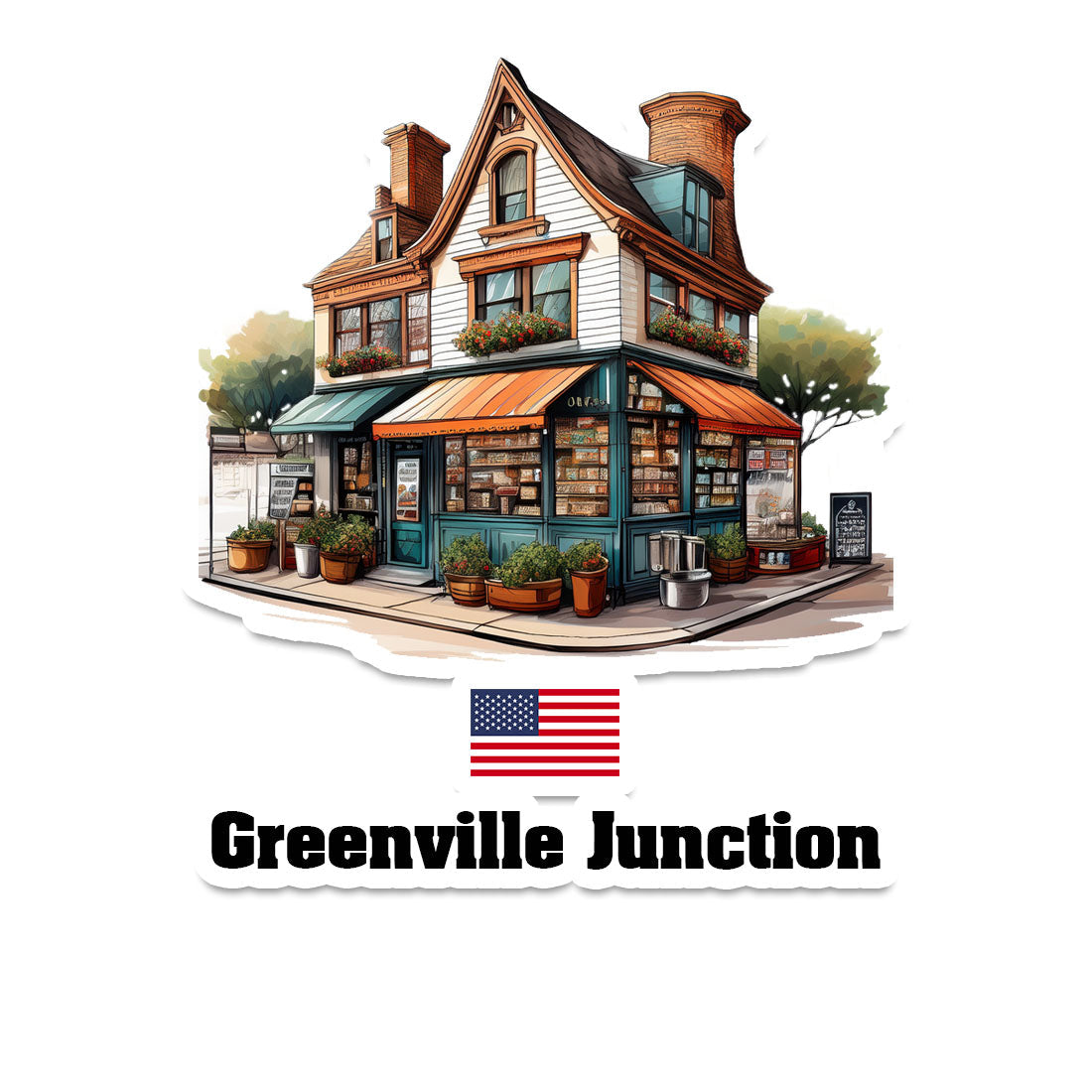 Greenville Junction Home Town Office Shop USA Sticker & Magnet