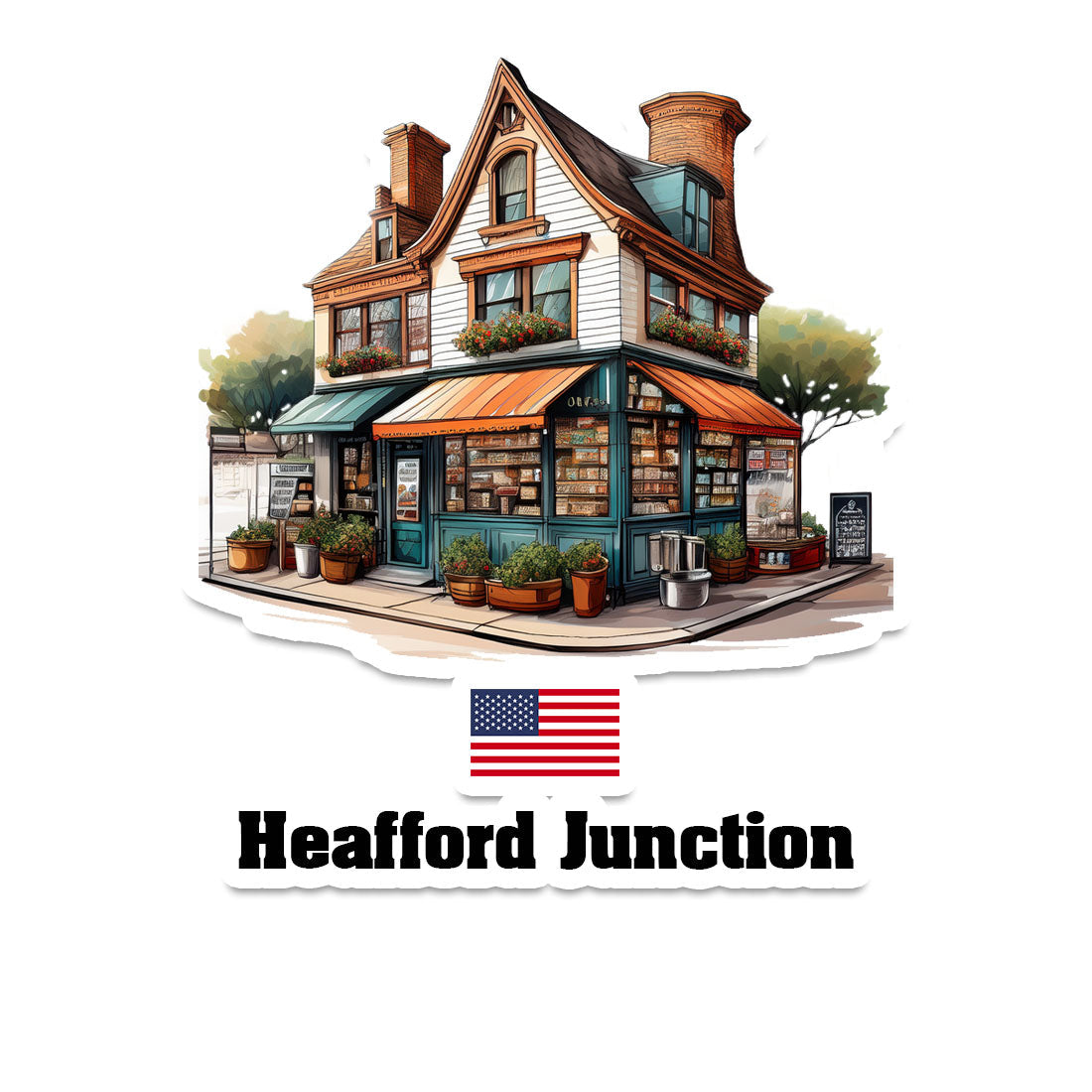 Heafford Junction Home Town Office Shop USA Sticker & Magnet